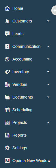 Left Module Menu – Global Office Software